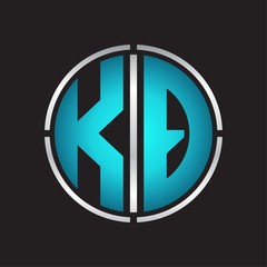 KQ Logo initial with circle line cut design template on blue colors