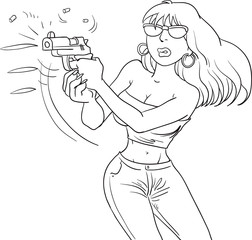 Fototapeta na wymiar Gangster girl and gun