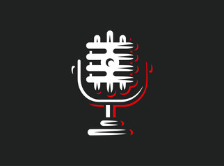 Vector microphone icons - vector illustrations on black background