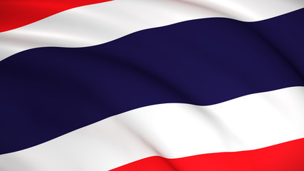 The national flag of Thailand (Thai flag) waving background illustration. Highly detailed realistic 3D rendering