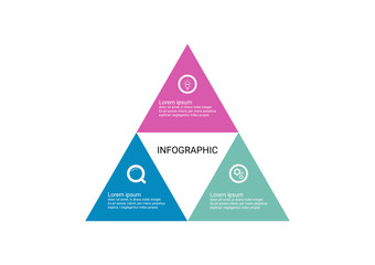 Infographic design triangles joined together to create a pyramid 3 point banner.