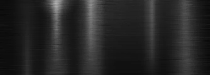 Foto op Aluminium Zwart geborsteld gepolijste metalen plaat of textuur © Andrey Kuzmin