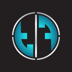 TF Logo initial with circle line cut design template on blue colors
