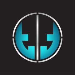 Fototapeta premium TT Logo initial with circle line cut design template on blue colors