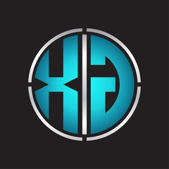 XG Logo initial with circle line cut design template on blue colors