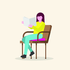 Illustration women reading book