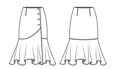 SKIRT fashion flat sketch template