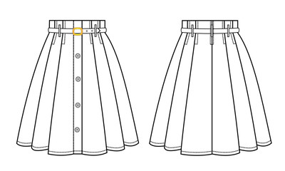SKIRT fashion flat sketch template