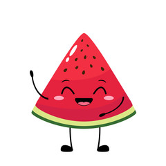 Watermelon slice character with funny face