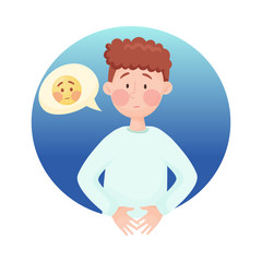 Young Boy Feeling Excitement Isolated on White Background Vector Illustration. Flushed Face Concept