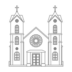 Christianity lineart church architecture house building religious design vector illustration