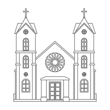 outlined church building with cross clip art preview