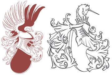 Set of heraldic shield. Stock illustration.