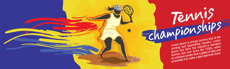 Vector tennis character design with country flag concept.
