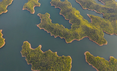 Aerial view of Ta Dung lake or Dong Nai 3 lake. The reservoir for power generation by hydropower in Dac Nong ( Dak Nong ), Vietnam.