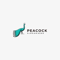 Vector Logo Illustration Peacock Mascot Cartoon Style.
