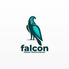 Vector Logo Illustration Falcon Mascot Cartoon Style.