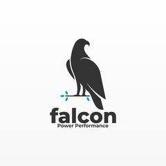 Fototapeta na wymiar Vector Logo Illustration Falcon pose Silhouette Style.