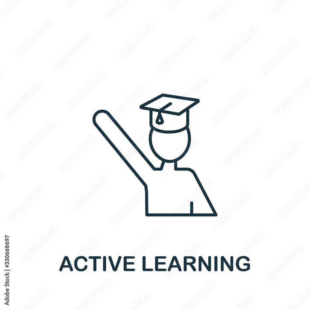 Poster active learning icon from life skills collection. simple line active learning icon for templates, we