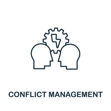 Conflict Management Icon From Life Skills Collection. Simple Line Conflict Management Icon For Templates, Web Design And Infographics