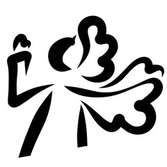 An angel with wings prays to God