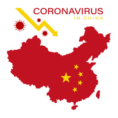 Obraz premium Coronavirus in China is on the decline. Vector illustration with China map