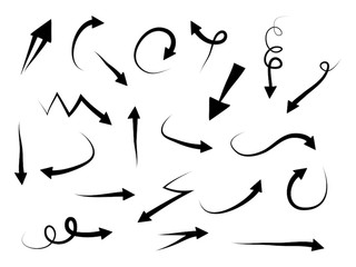 hand drawn Arrows icons Set. arrow icon with various directions. Doodle vector illustration. isolated on a white background.