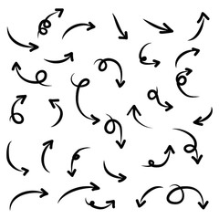 hand drawn Arrows icons Set. arrow icon with various directions. Doodle vector illustration. isolated on a white background.