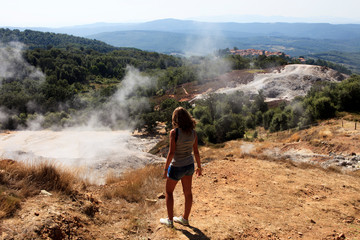 Monterotondo marittimo (GR), Italy - June 25, 2017: Biancane park and the geothermal area al...