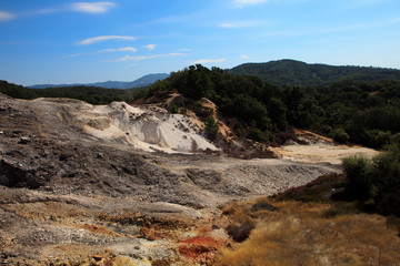 Monterotondo marittimo (GR), Italy - June 25, 2017: Biancane park and the geothermal area al Monterotondo Marittimo, Grosseto, Tuscany, Italy