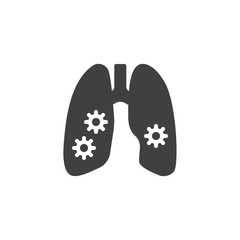 Coronavirus lungs vector icon. filled flat sign for mobile concept and web design. Human lungs with virus infection glyph icon. Symbol, logo illustration. Vector graphics