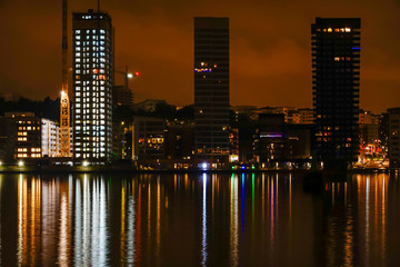 Obraz premium Stockholm, Sweden The neighborhood of Liljeholmskajen at night.