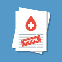 blood lab test results with red positive stamp