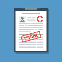 patient card with red positive stamp in clipboard