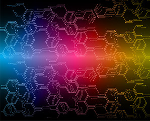 Blue red yellow cyber circuit future technology concept background