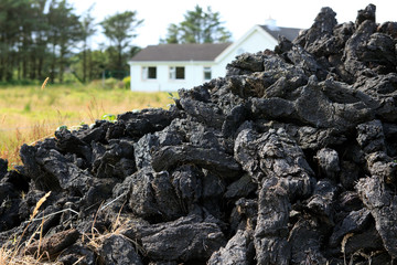 Connemara (Ireland), - July 20, 2016: Turf for fire in Connemara, Co. Galway, Ireland