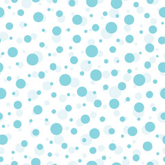 Abstract pastel sea blue vector polka dots seamless pattern background