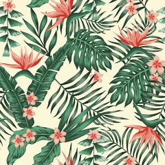 Printed kitchen splashbacks Paradise tropical flower Exotic tropical seamless pattern background