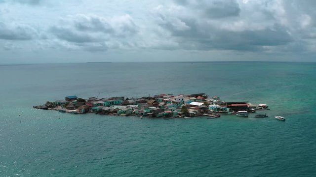 Aerial footage of Santa Cruz del islote the most populated island in the world