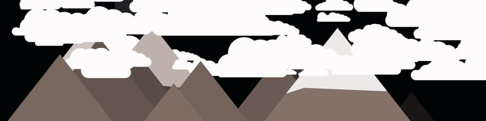 Moon and Mountains Panorame Generative Art background illustration