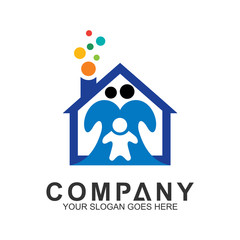 happy family house logo,logo house care,healthy community,housing community,charity symbols,help logo,home person,happiness,we care logo.