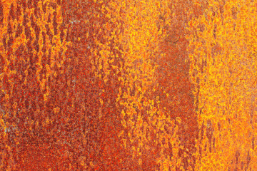 Rusty stained abandoned old metal sheet. Abstract modern trendy rust texture background