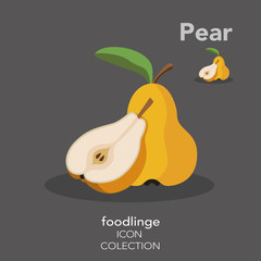 Colorful fruit icon of illustrated Pear.