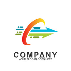 play arrow logo, fast motion vector, delivery service icon, speed arrow, travel and transportation symbol, media tech logo design, abstract arrow business logo template