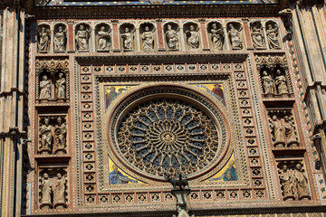 Orvieto (TR), Italy - May 10, 2016: A particular of Orvieto cathedral facade, Terni, Umbria, Italy