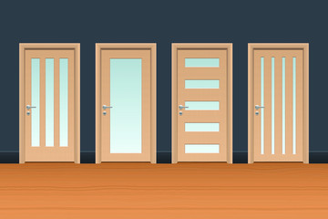 Realistic wooden door vector design illustration