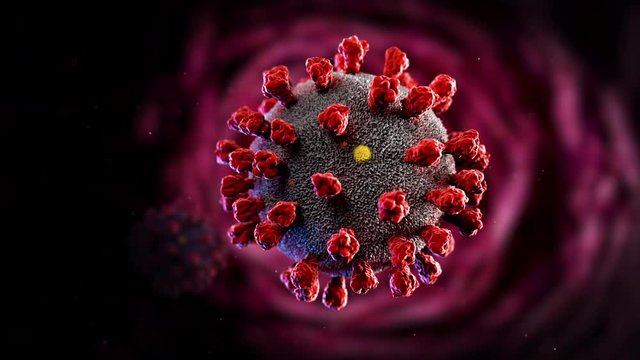 A dangerous COVID-19 Coronavirus cell in a blood vessel - 3D model illustration