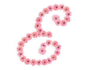 Watercolor drawing Pink flower alphabet