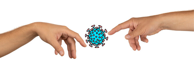 Coronavirus transition by hand contact.