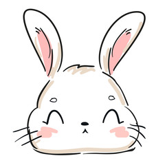 Cute drawing Bunny. Fluffy rabbit. Vector illustration stock.